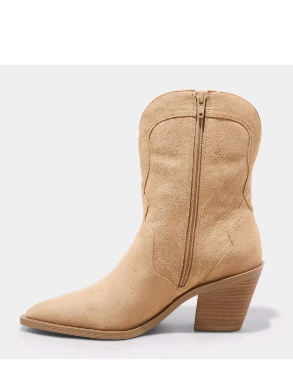 Universal Thread Beige Suede Western Ankle Boot (NWOT)  zipper boots - Picture 2 of 7